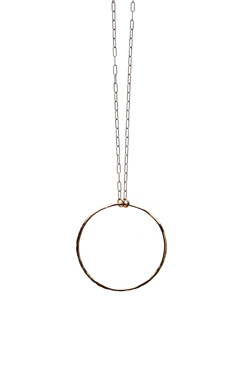 Rose Gold Filled Large Circle Pendant Necklace