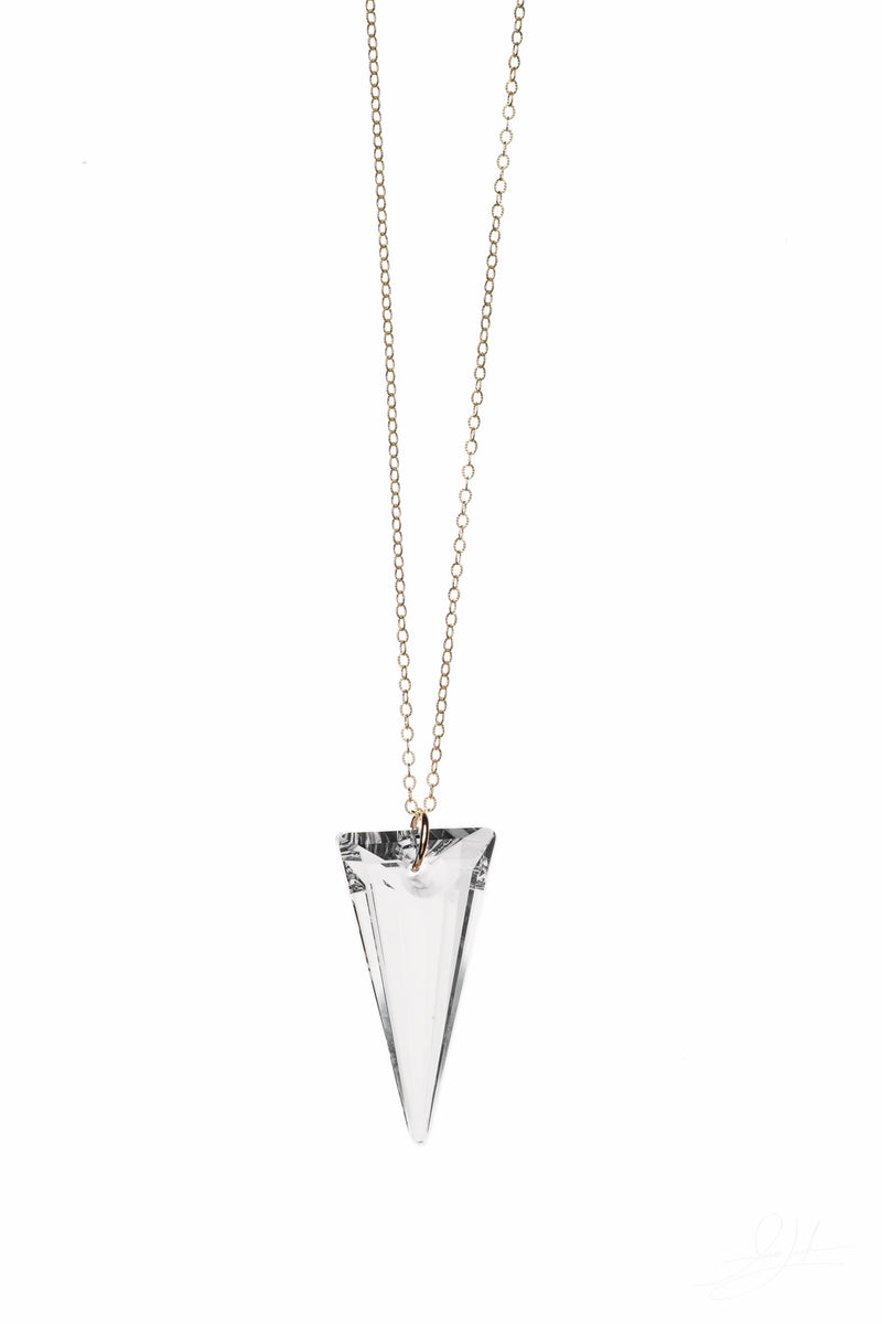 Clear Swarovski® Spike Crystal on a long chain necklace