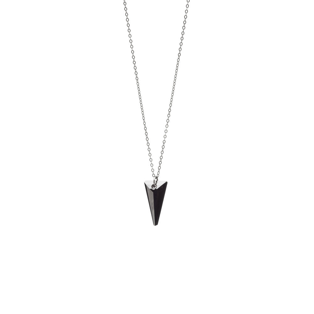 Black Diamond Swarovski® Spike Crystal Maxi Necklace on Sterling Silver Chain