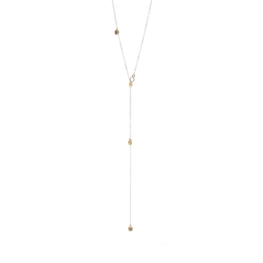 Lariat Necklace with 10 Dainty Disc Charms