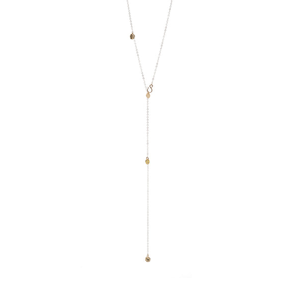 Lariat Necklace with 10 Dainty Disc Charms