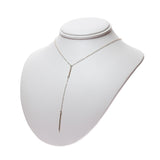 Sterling Silver Bar Lariat Necklace on neck display