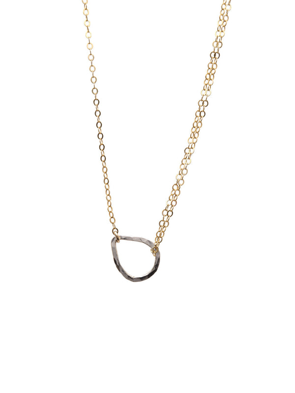 14k Gold Filled and Sterling Silver Two-Tone Teardrop Necklace