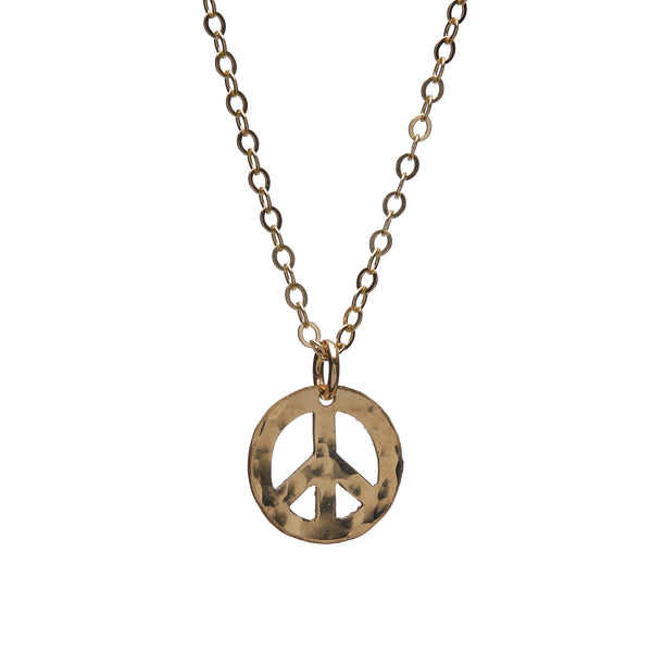 Delicate Peace Sign Charm Necklace in 14k Gold Filled