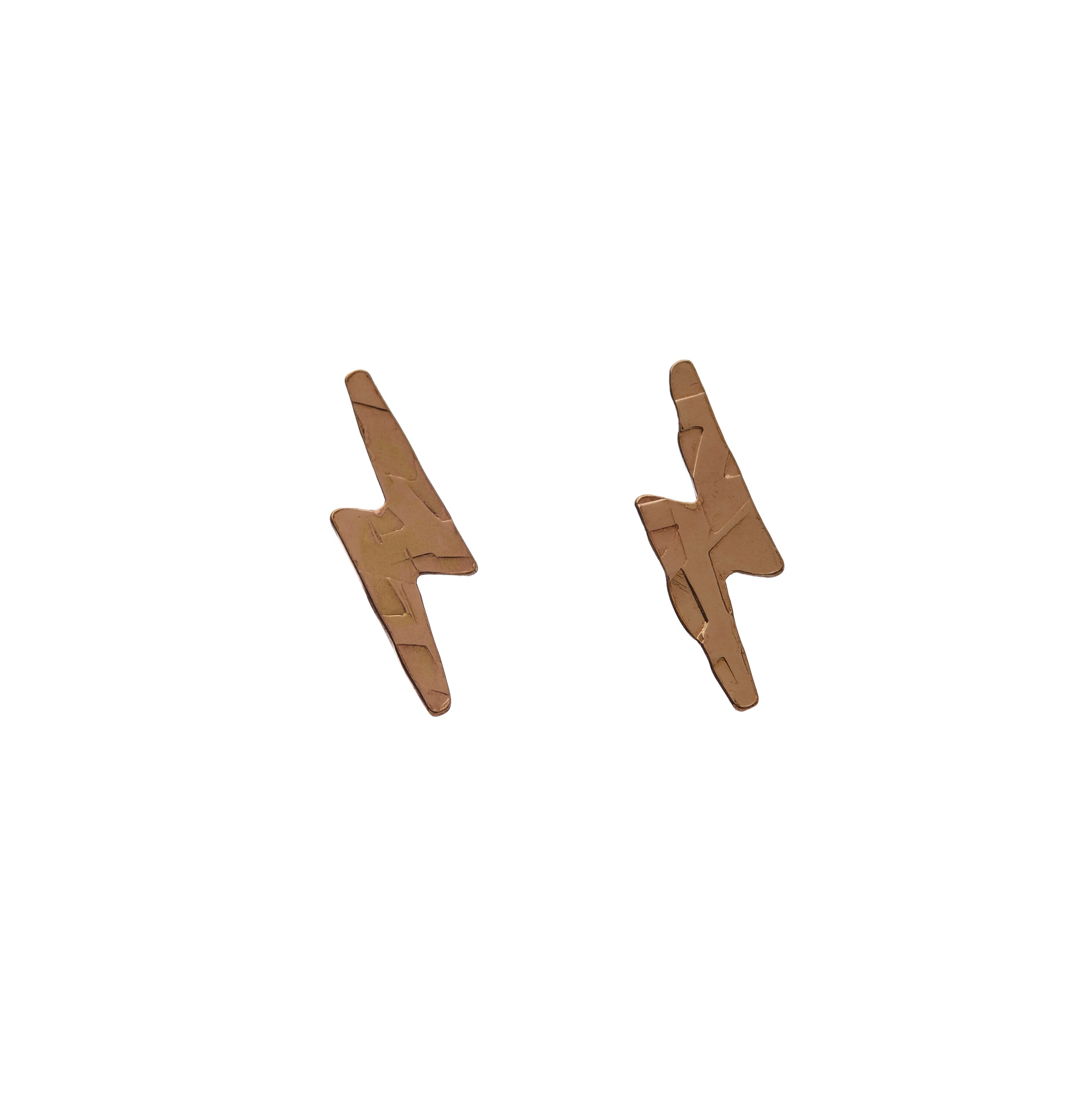 14k Gold Filled hammered Lightning Bolt shape stud earrings