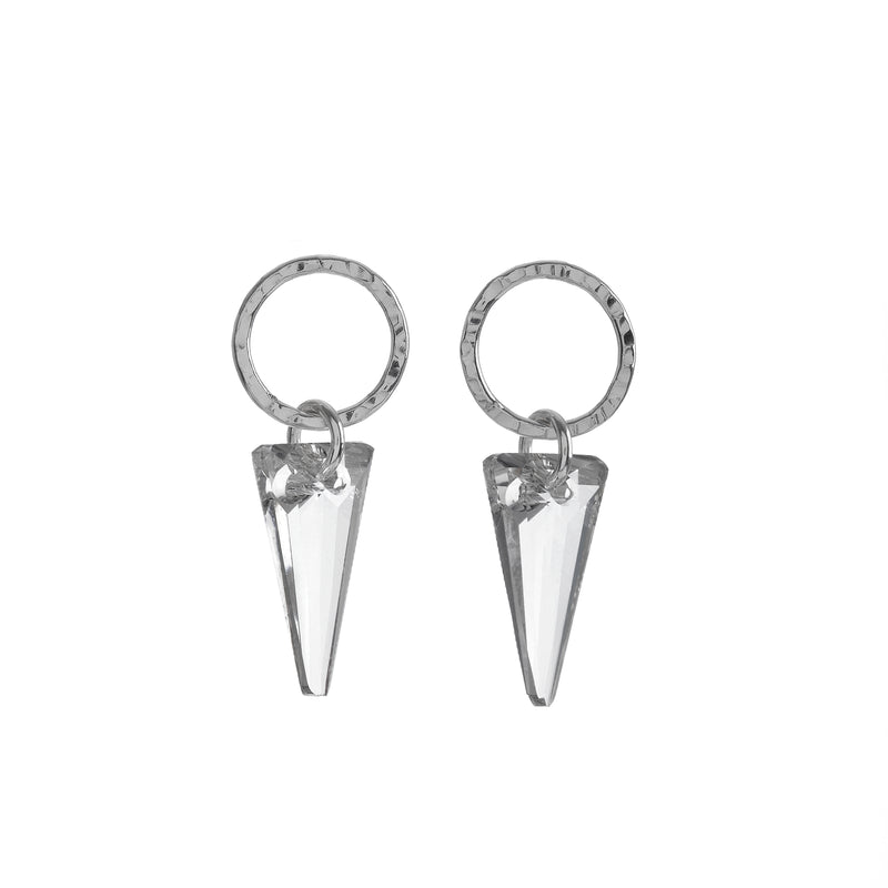 Hand-Forged Sterling Silver Circle with Clear Crystal Swarovski® Spike Studs