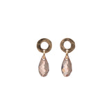 14k Gold Filled Tiny Circle Studs with Golden Shadow Swarovski® Crystal Drop