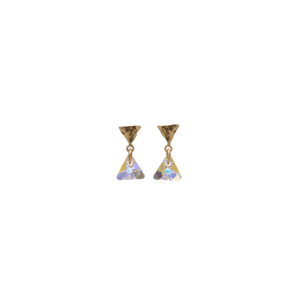 Tiny Triangle Swarovski® Crystal Stud Earring in 14k Gold Filled with AB Crystal