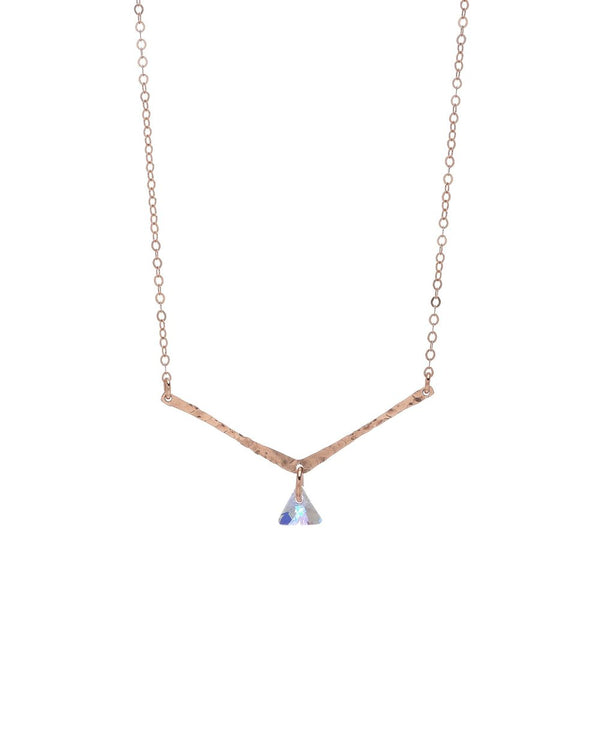 Rose Gold V-Shaped Necklace with AB Swarovski® Crystal