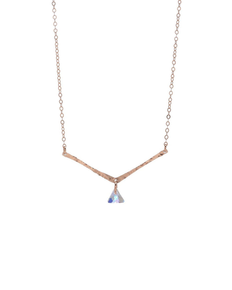Rose Gold V-Shaped Necklace with AB Swarovski® Crystal