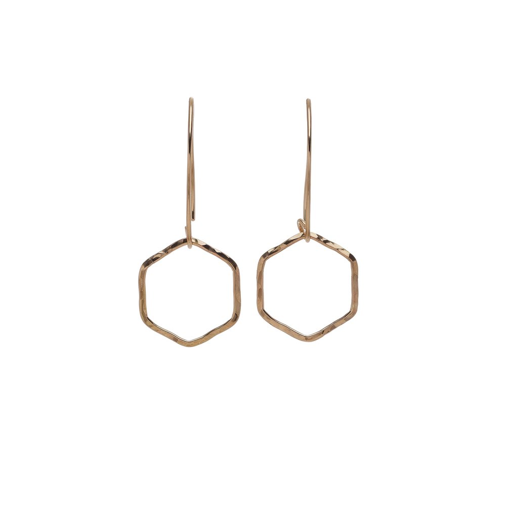 Rose Gold Filled Dainty Hexagon Earring