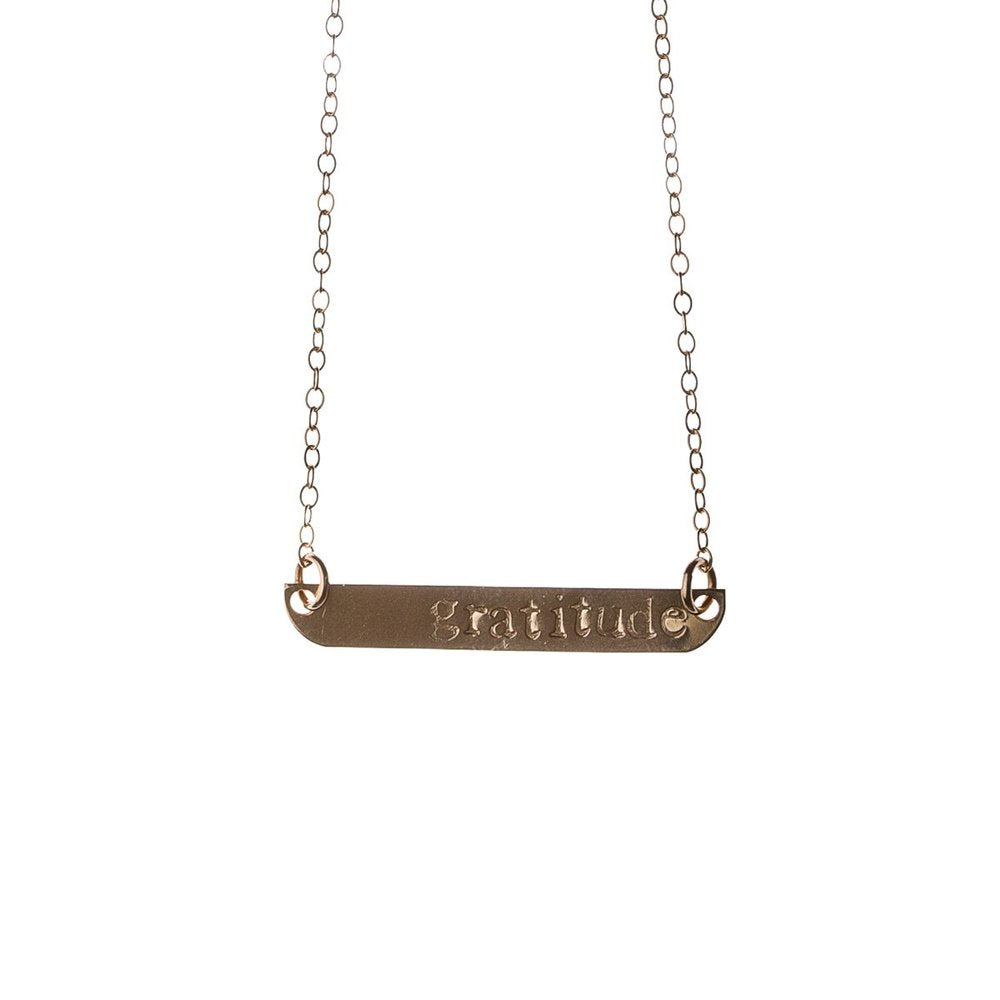 Kenda Kist 14k Gold Filled Gratitude word plate necklace
