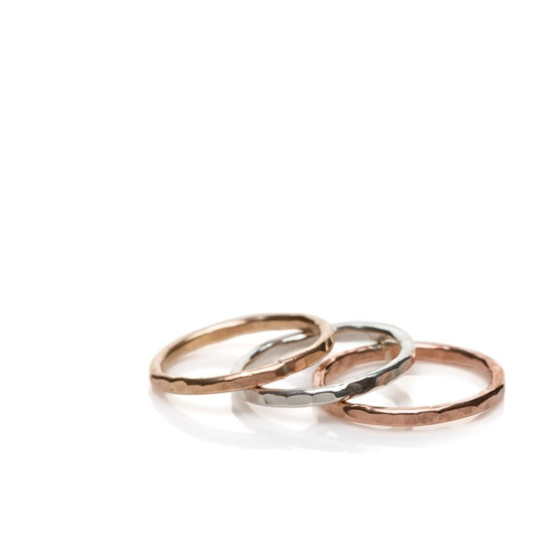 Group of Minimalist Stacking Ring Hand-Forged by Kenda Kist Jewelry