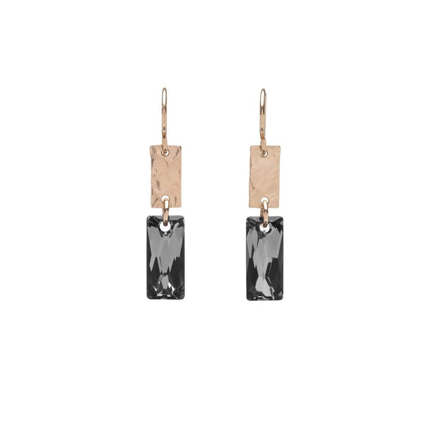 Kenda Kist Rose Gold Filled earrings with Rectangle Black Diamond Swarovski® Crystal