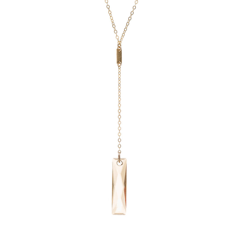 14k Gold Filled Lariat Necklace with Golden Shadow Rectangle Swarovski® Crystal