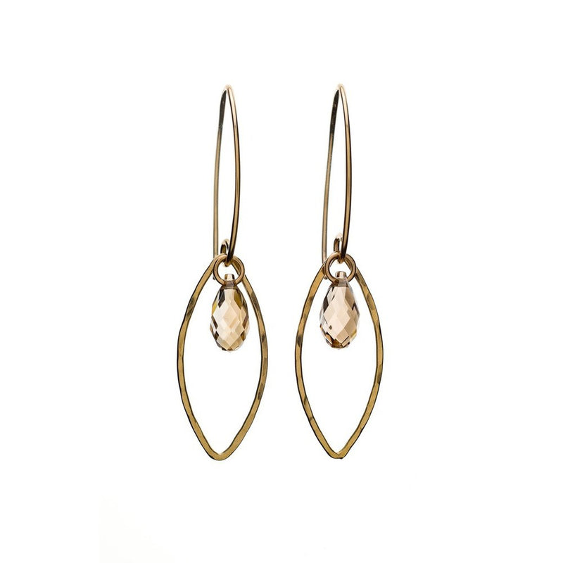 14k Gold Filled Marquis earrings with faceted Golden Shadow Swarovski® centred crystal