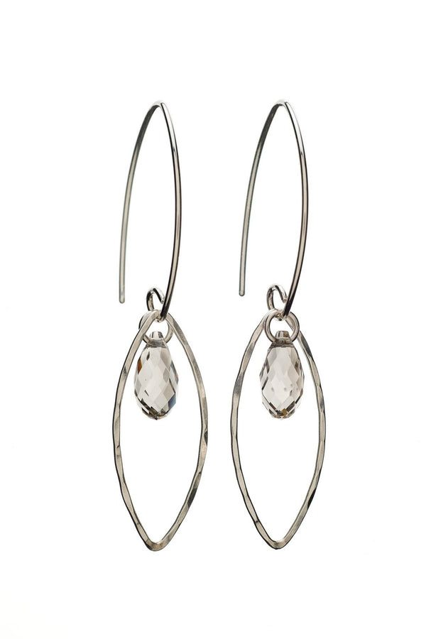 Sterling Silver Marquis earrings with faceted Silver Shade Swarovski® centred crystal