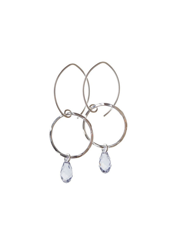 Sterling Silver and faceted Clear Swarovski® Crystal Small Crystal Circle Earrings