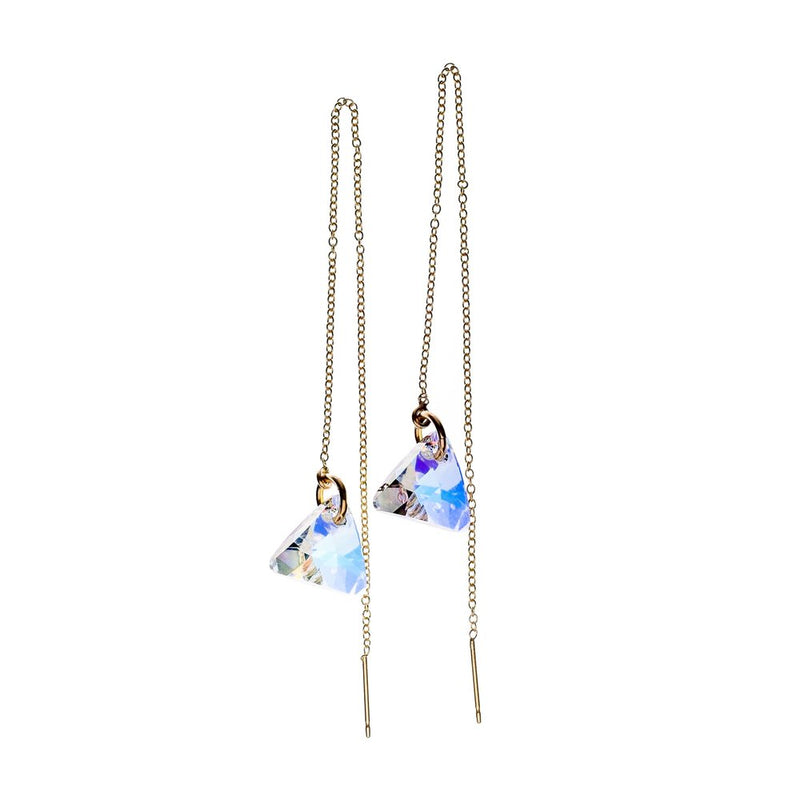 Kenda Kist Triangle AB Swarovski® Crystal Threader Earrings in 14k Gold Filled
