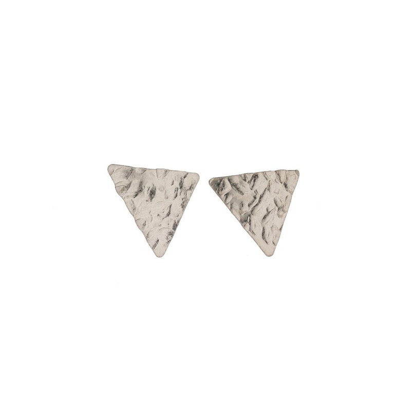 Triangle Stud Earrings Hand Forged in Sterling Silver