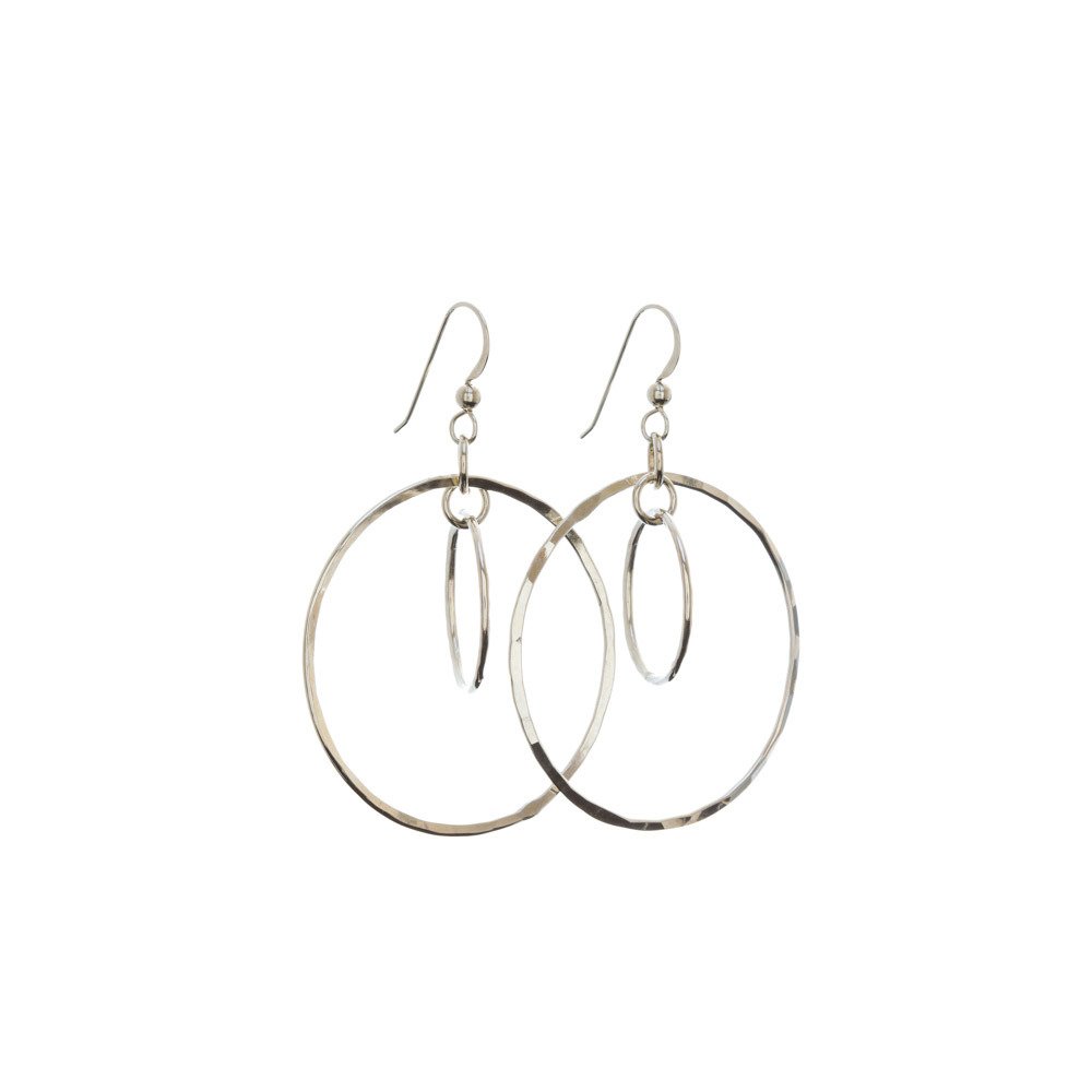 Sterling Silver Circle in Circle Earrings