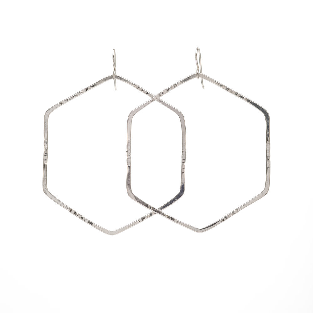 Sterling Silver Hexagon Hoops by Kenda Kist