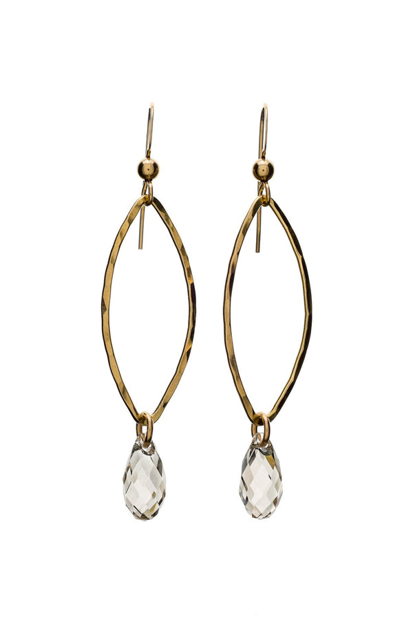 14k Gold Filled Marquis crystal drop earrings with faceted Silver Shade Swarovski® crystals