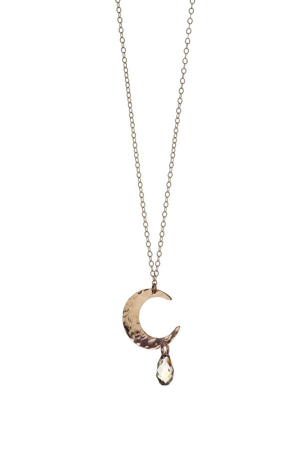 Crescent Moon pendant with faceted Swarovski® Crystal drop