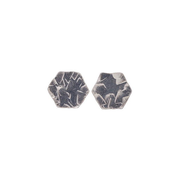 Tiny Hexagon Stud Earrings in Sterling Silver