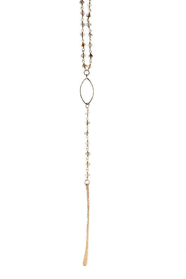 14K Gold Filled and Labradorite Semi-Precious Rosary Esque Necklace
