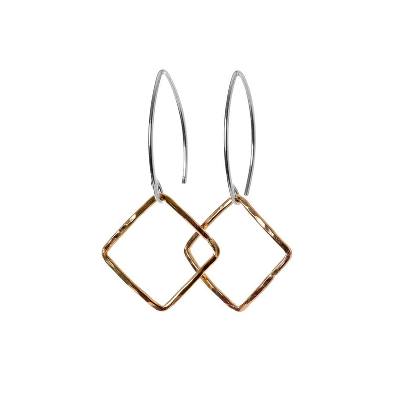 Two-tone metal Small Square Earrings