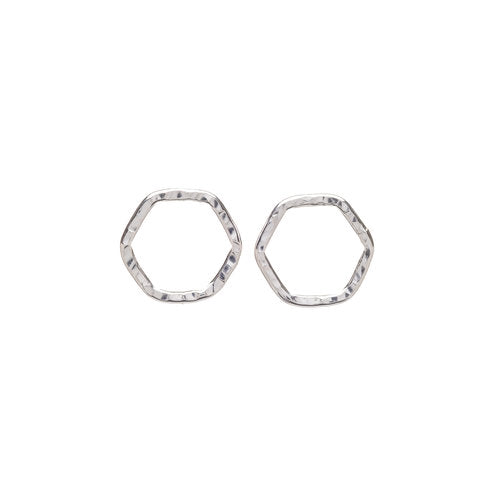 Sterling Silver Hexagon studs by Kenda Kist Jewelry