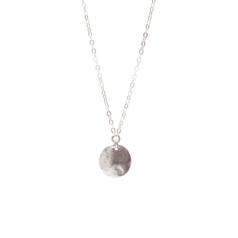 Sterling Silver Single Disc Pendant Necklace