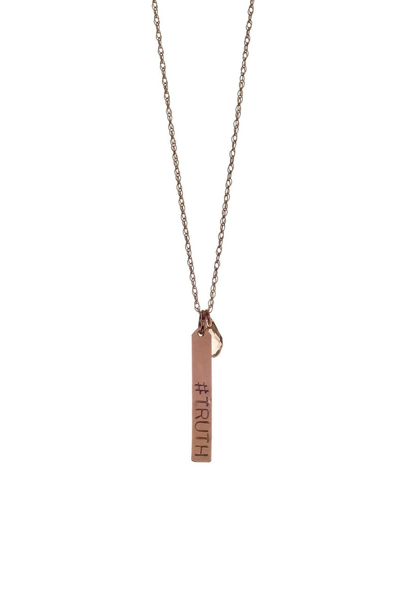 Rose Gold Filled Hand Stamped Necklace with Swarovski® Crystal